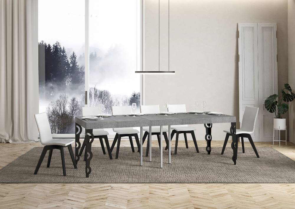 Itamoby Tavolo allungabile 90×90/246 cm Karamay Premium Cemento telaio Antracite Offerta