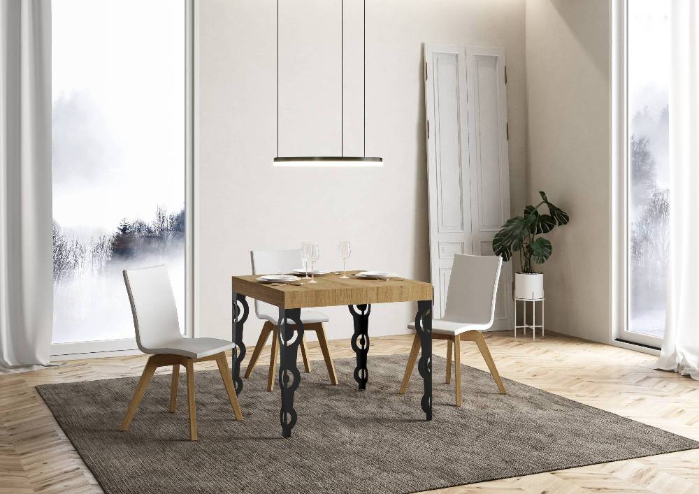 Itamoby Tavolo allungabile 90×90/246 cm Karamay Premium Quercia Natura telaio Antracite Economico