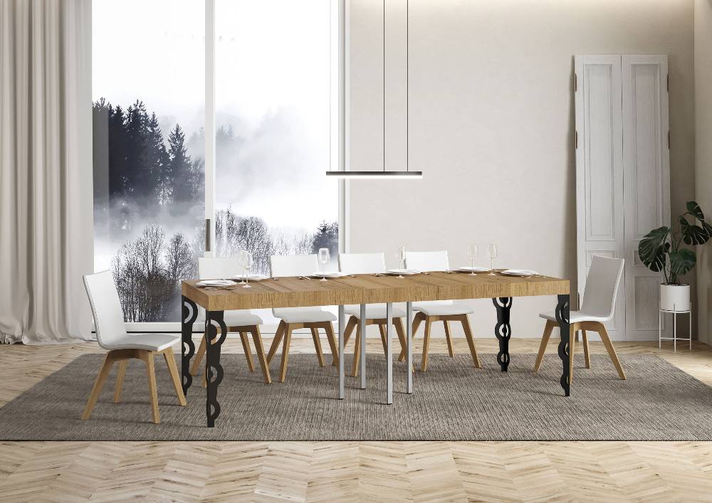 Itamoby Tavolo allungabile 90×90/246 cm Karamay Premium Quercia Natura telaio Antracite Economico