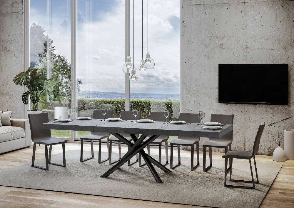 Itamoby Tavolo allungabile 90×180/284 cm Famas Premium Cemento telaio Antracite In Vendita