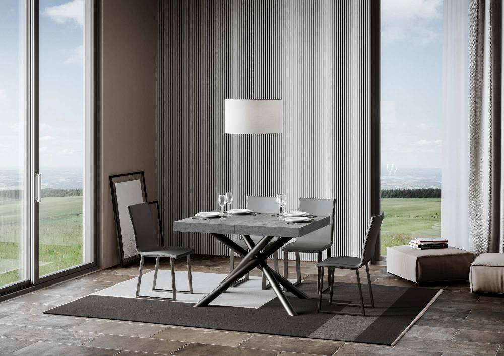 Itamoby Tavolo allungabile 90×140/244 cm Famas Premium Cemento telaio Antracite Promozione Limitata