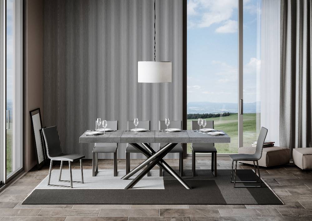 Itamoby Tavolo allungabile 90×140/244 cm Famas Premium Cemento telaio Antracite Promozione Limitata