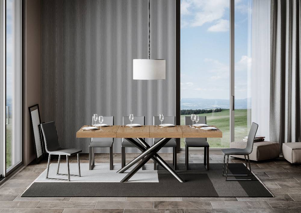 Itamoby Tavolo allungabile 90×120/224 cm Famas Premium Quercia Natura telaio Antracite Sconto