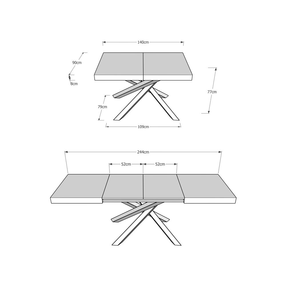 Itamoby Tavolo allungabile 90×140/244 cm Volantis Premium Bianco Frassino telaio 4/C I Più Venduti