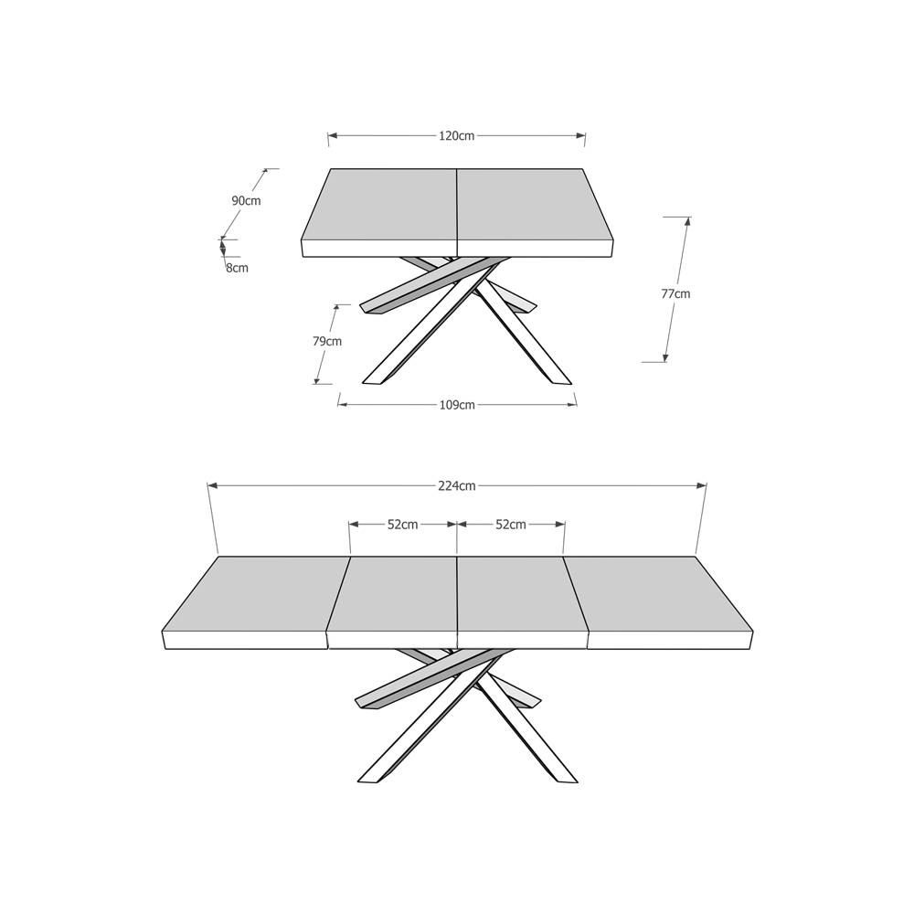 Itamoby Tavolo allungabile 90×120/224 cm Volantis Premium Cemento telaio 4/C 2025