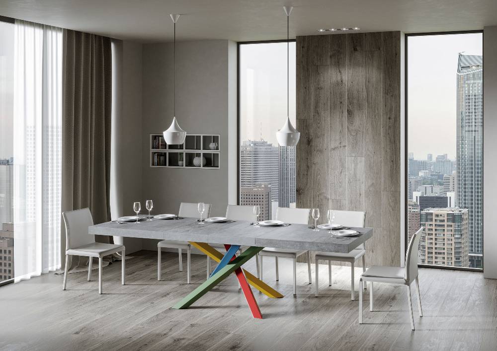Itamoby Tavolo allungabile 90×180/284 cm Volantis Premium Cemento telaio 4/B In Linea
