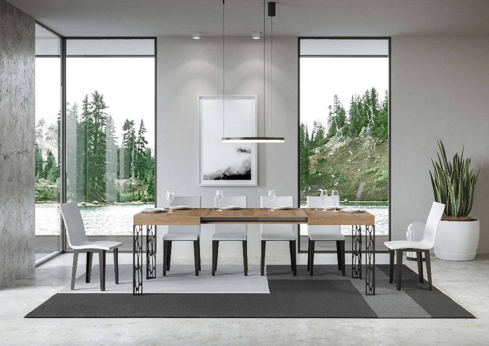 Itamoby Tavolo Ghibli Allungabile piano Quercia Natura 90×130 Allungato 234 telaio Antracite Pezzi Unici