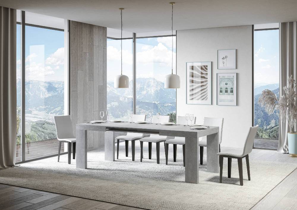 Itamoby Tavolo Roxell Allungabile Cemento 90×130 Allungato 234 Pezzi Unici