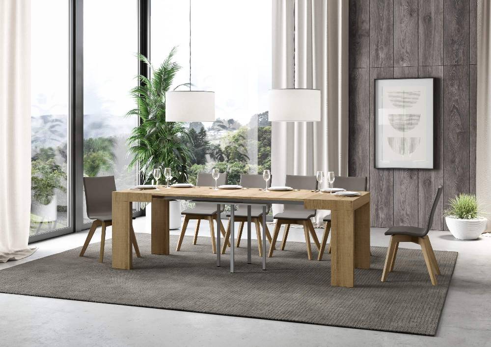 Itamoby Tavolo Roxell Allungabile Quercia Natura 90×90 Allungato 246 Consegna Veloce