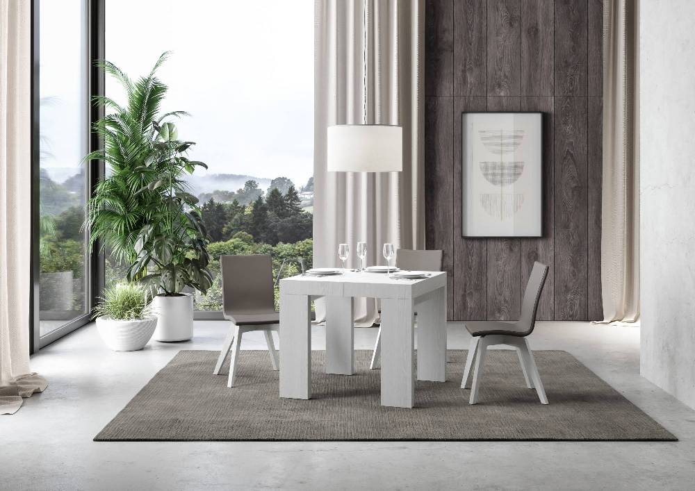 Itamoby Tavolo Roxell Allungabile Bianco Frassino 90×90 Allungato 246 Promozione Limitata