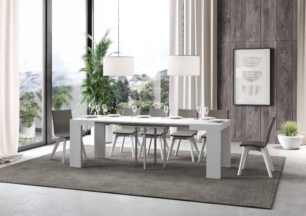 Itamoby Tavolo Roxell Allungabile Bianco Frassino 90×90 Allungato 246 Promozione Limitata