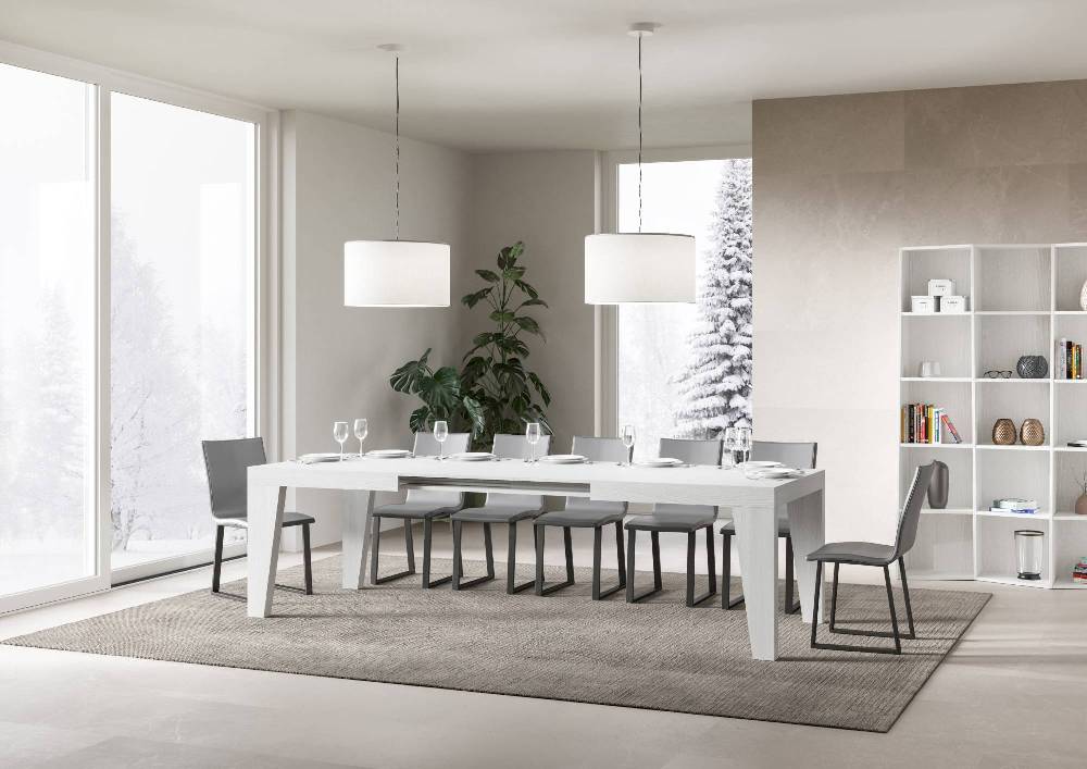 Itamoby Tavolo Naxy Allungabile Bianco Frassino 90×160 Allungato 420 Sottocosto