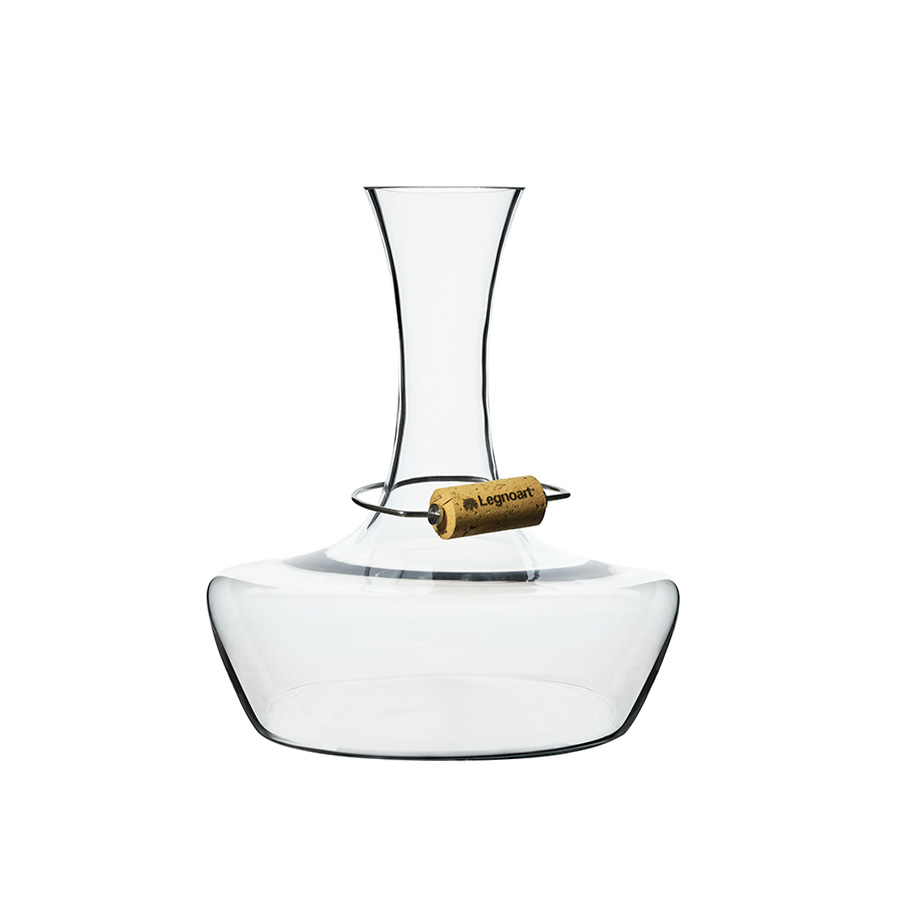Legnoart Château du Goût Decanter in cristallo soffiato senza piombo, con anello presentatappo