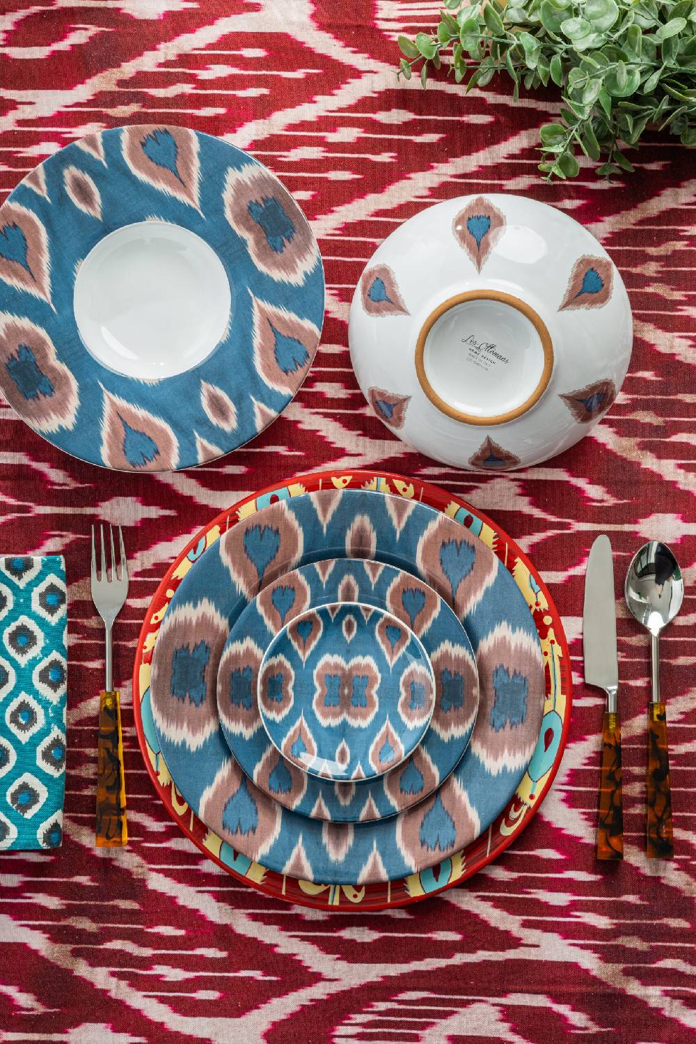 Les Ottomans Ikat ceramic bowl Latest fashion