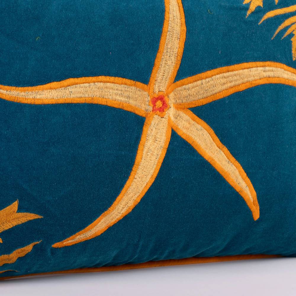Les Ottomans Hand-embroidered cotton velvet cushion EBC14 Sconto
