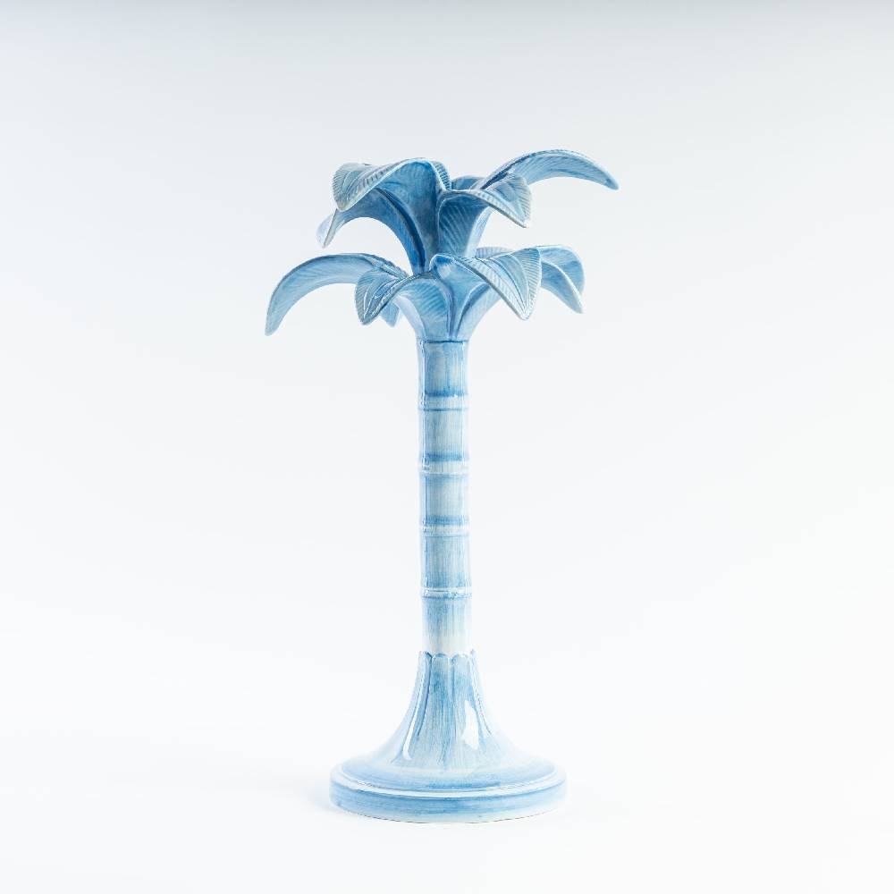 Les Ottomans Handpainted palm ceramic candleholder MARB04