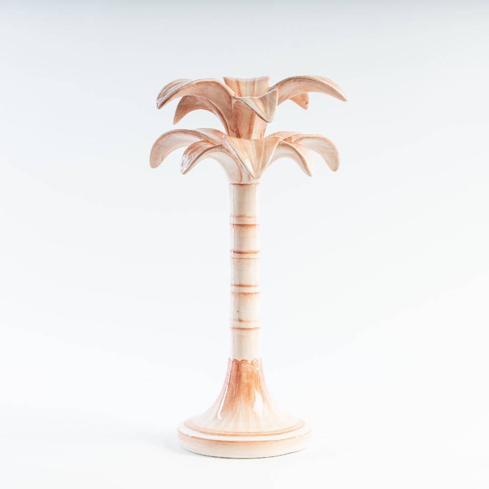 Les Ottomans Handpainted palm ceramic candleholder MARP04