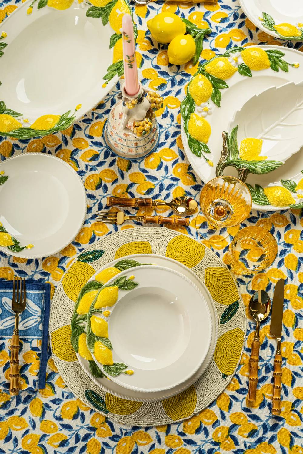 Les Ottomans Lemon handpainted ceramic dinner plate 2025