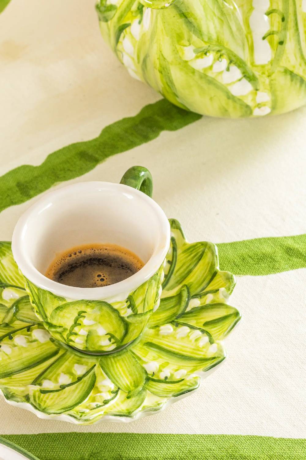 Les Ottomans Lilly of the valley ceramic coffee cup Sottocosto