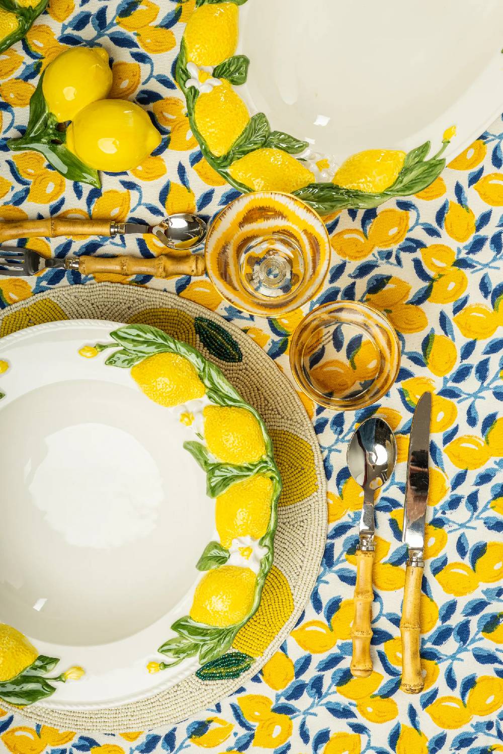 Les Ottomans Lemon handpainted ceramic dessert plate Liquidazione