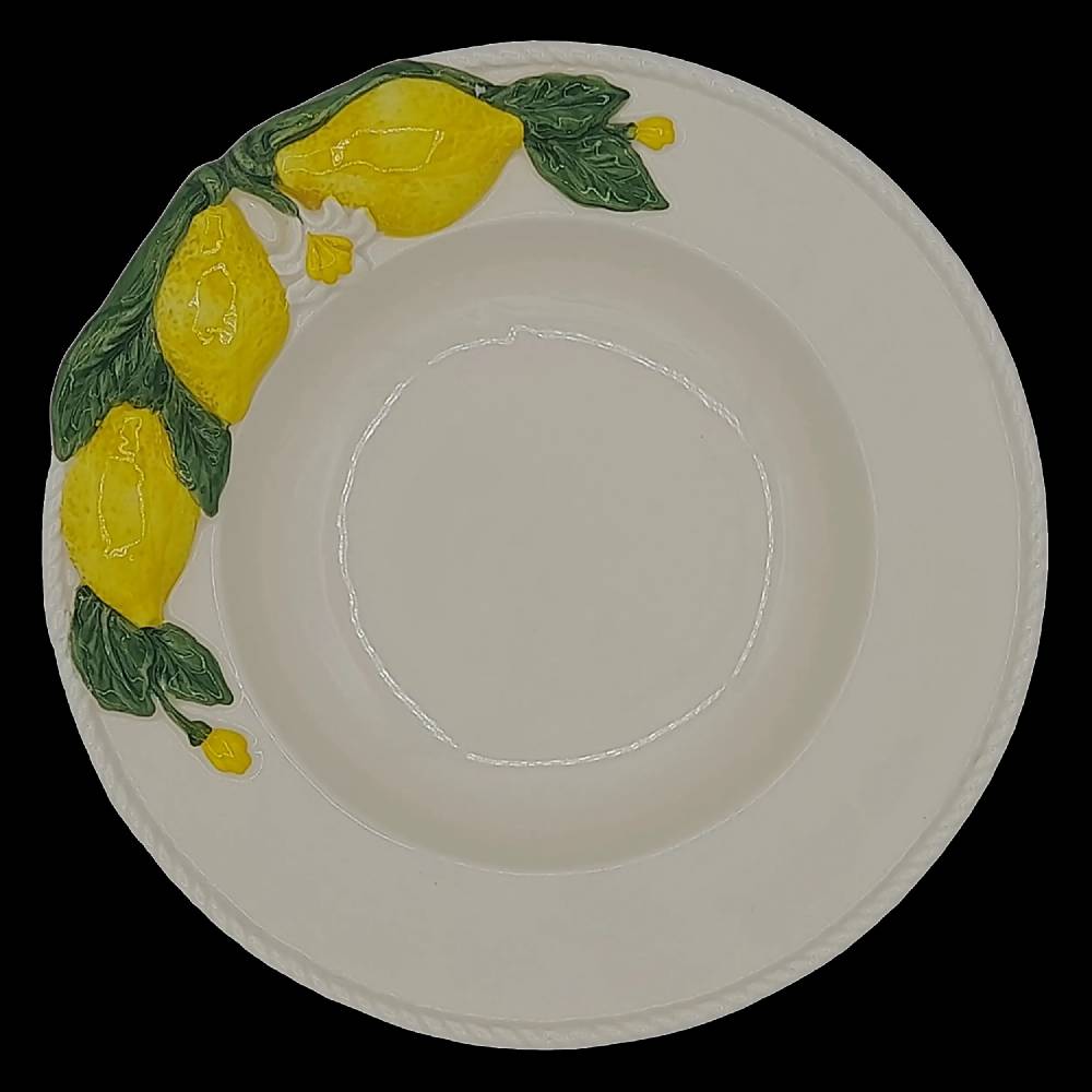 Les Ottomans Lemon handpanited ceramic pasta bowl Comprane uno, ottenene uno gratis