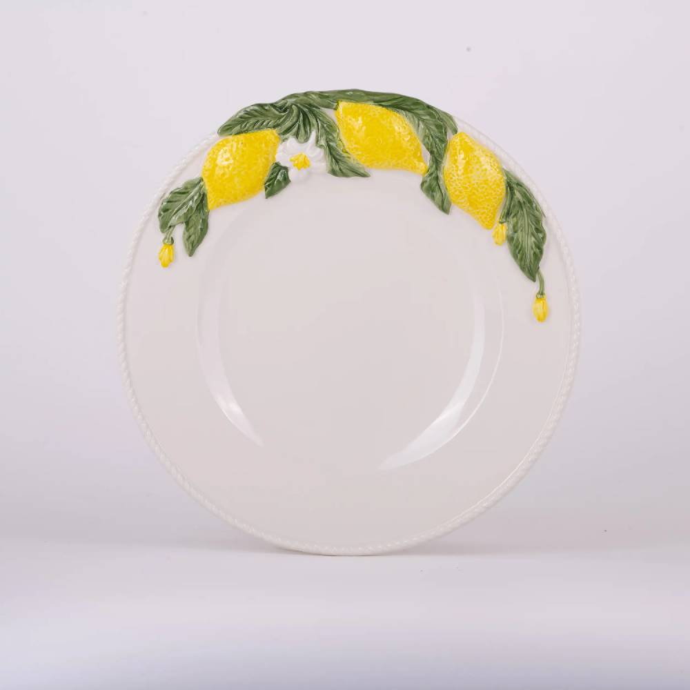 Les Ottomans Lemon handpainted ceramic dinner plate Offerte giornaliere