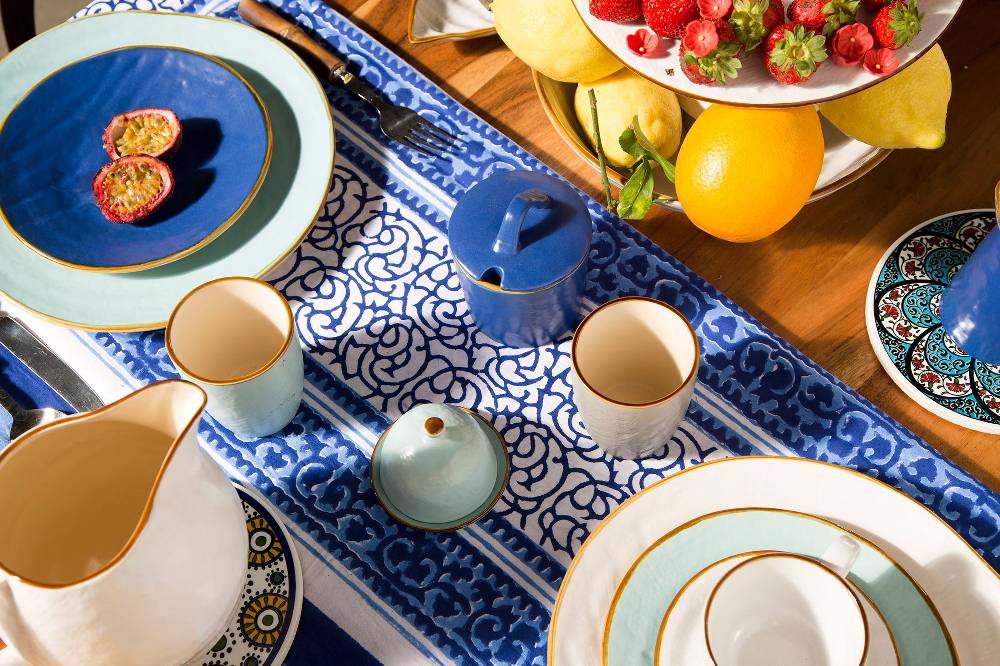 Novità Home Mediterraneo - Piatto Piano in Gres Blu Spedizione Gratuita
