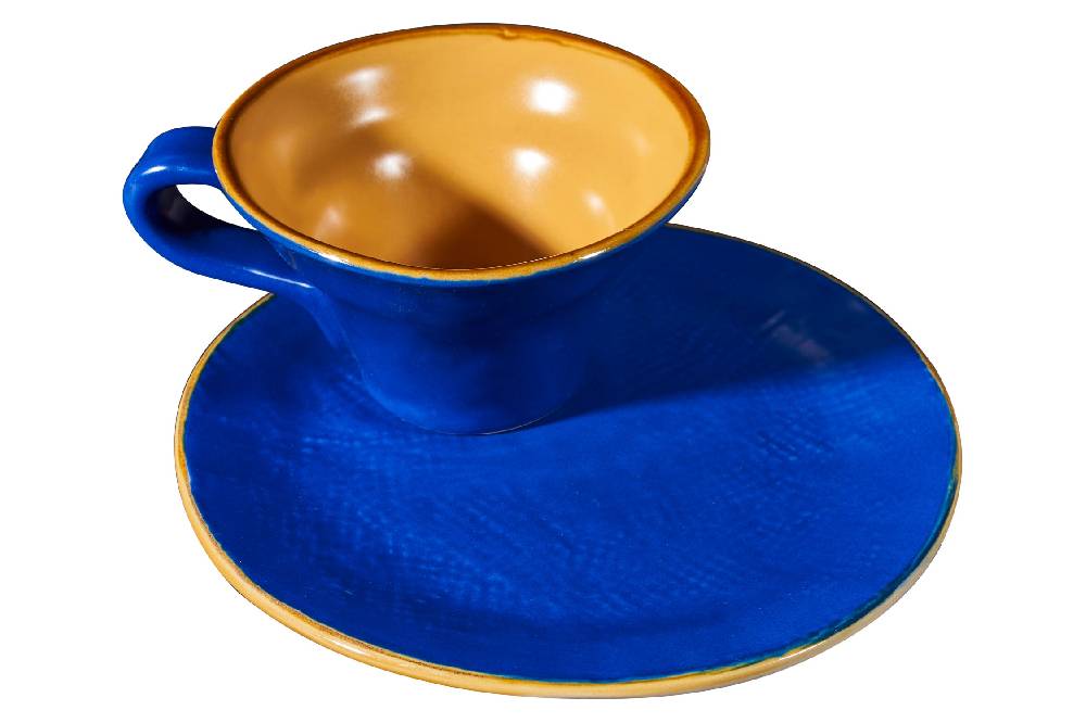 Novità Home Mediterraneo - Tazzina Svasata Caffè con Piattino - 6 Colori Assortiti Presa
