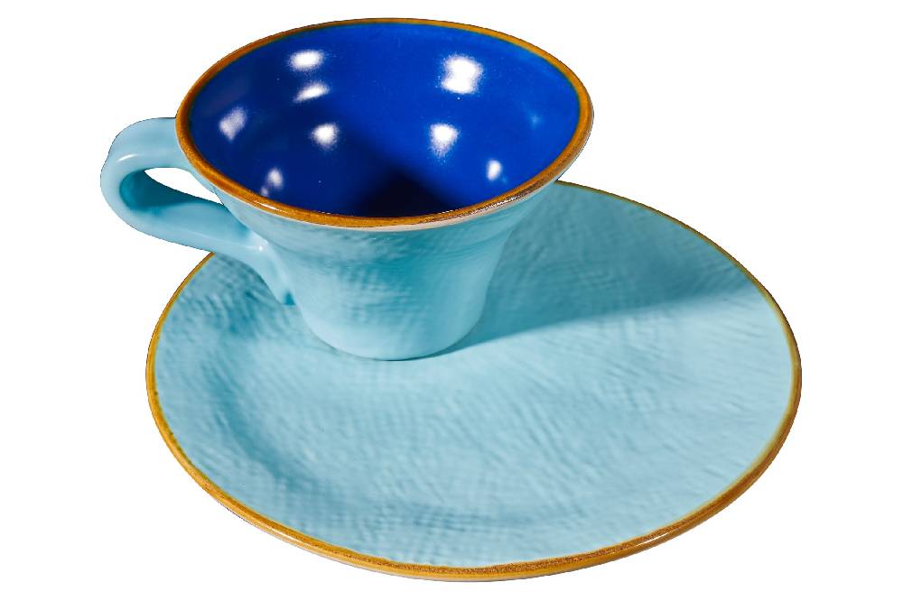 Novità Home Mediterraneo - Tazzina Svasata Caffè con Piattino - 6 Colori Assortiti Presa