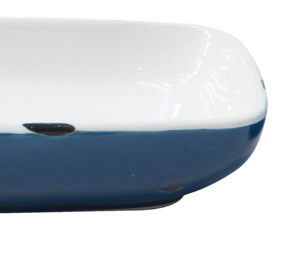 Novità Home Old Country - Set 3 Ciotoline in Ceramica Smaltate Blu Vendita Calda