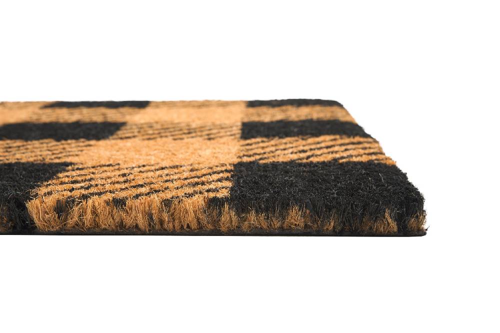 Novità Home Coco Door Mat- Stampato Effetto Pied De Poule Naturale Nero Acquista Ora