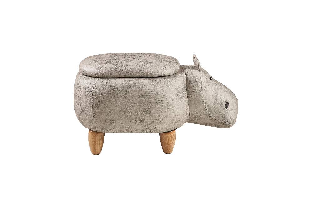 Novità Home Pouf imbottito in fintapelle, legno - ippo bianco con contenitor Convenienza