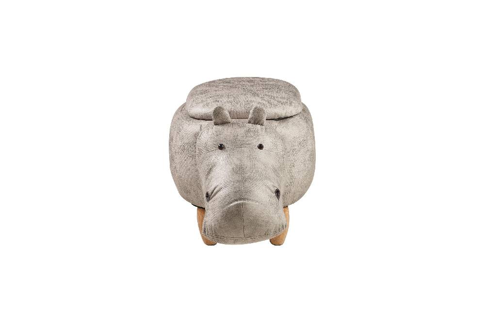Novità Home Pouf imbottito in fintapelle, legno - ippo bianco con contenitor Convenienza