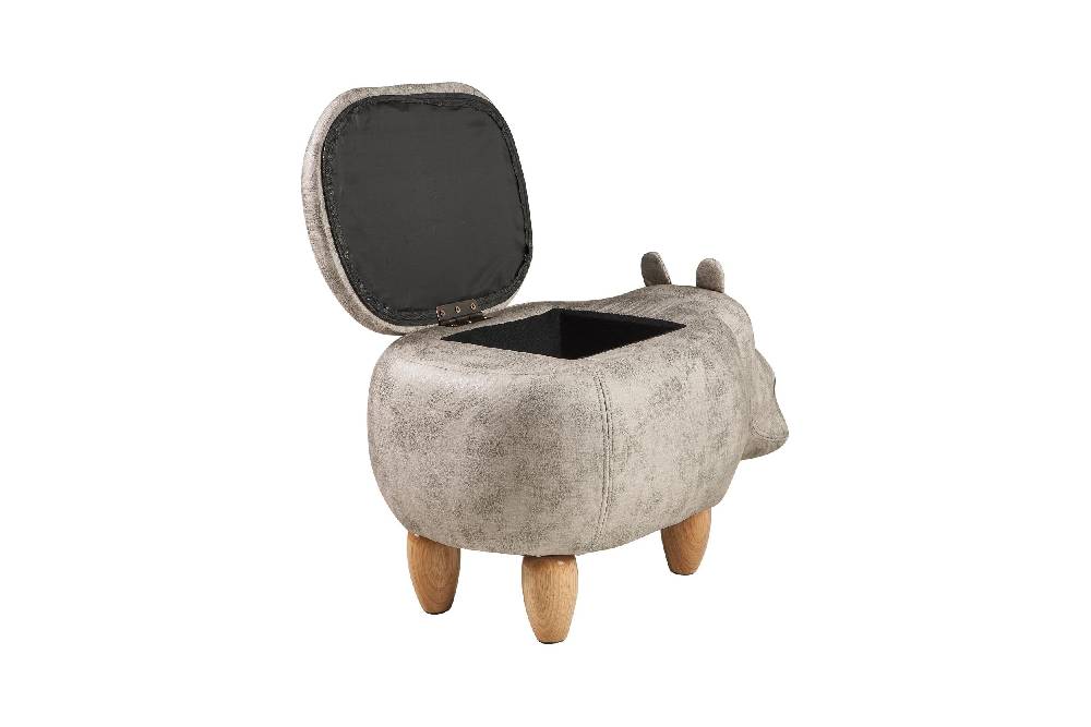 Novità Home Pouf imbottito in fintapelle, legno - ippo bianco con contenitor Convenienza