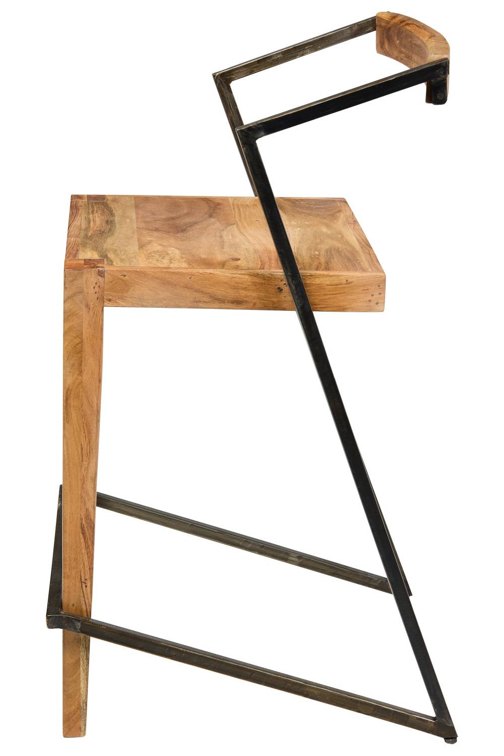 Novità Home Boston - Sgabello Alto in Ferro e Legno di Acacia Nuova