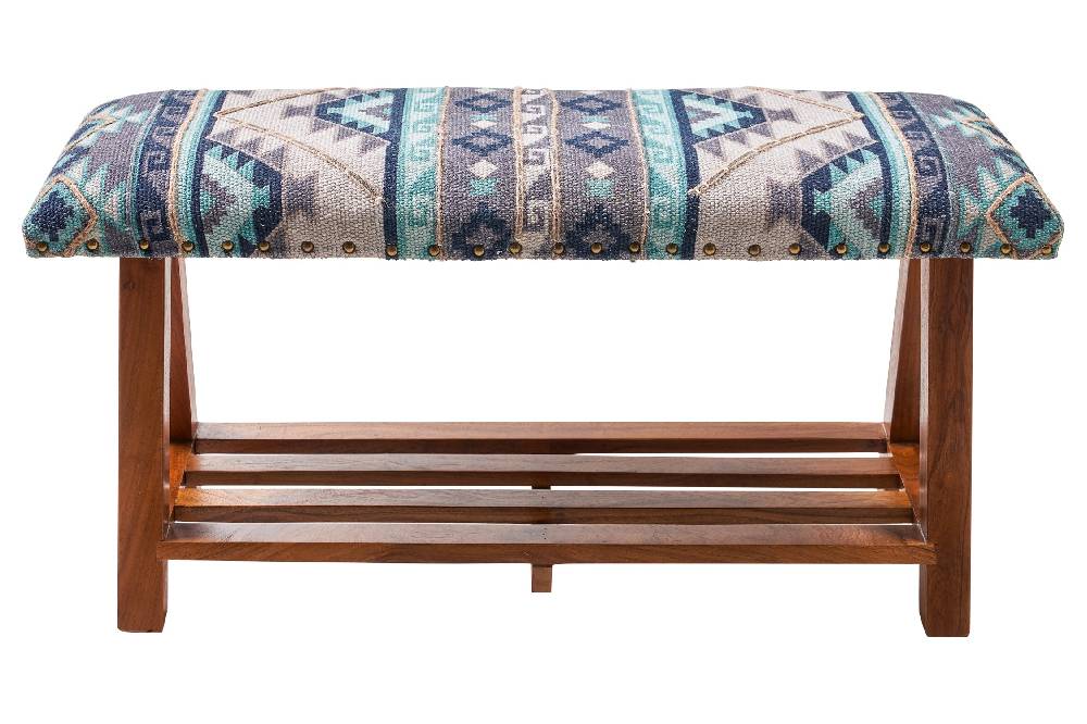 Novità Home Cancun - Panca in Legno di Acacia Imbottita in Cotone di Recupero Italy
