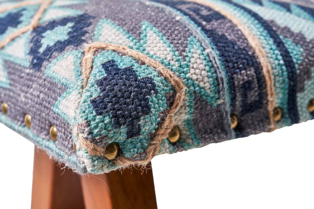 Novità Home Cancun - Panca in Legno di Acacia Imbottita in Cotone di Recupero Italy