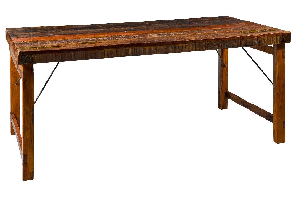 Novità Home Tavolo da Pranzo in Legno di Recupero con Gambe Pieghevoli Pezzi Unici