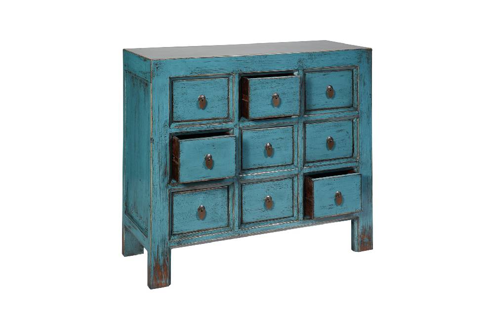 Novità Home Cina - credenza 9 cassetti laccata in legno azzurro In Linea