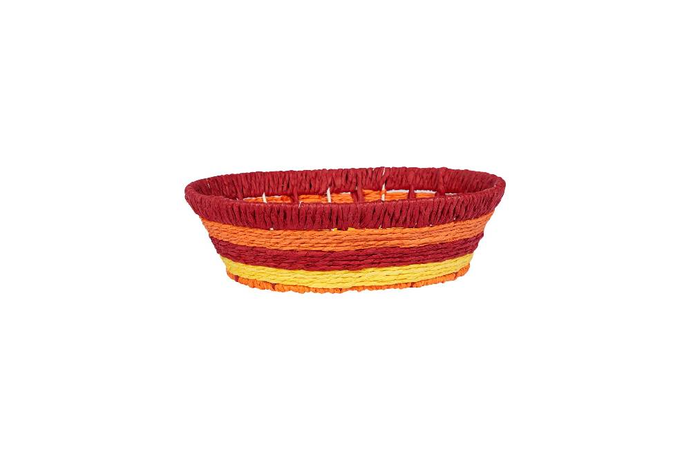 Novità Home Cestino rotondo intrecciato strisce - rosso, arancione, giallo