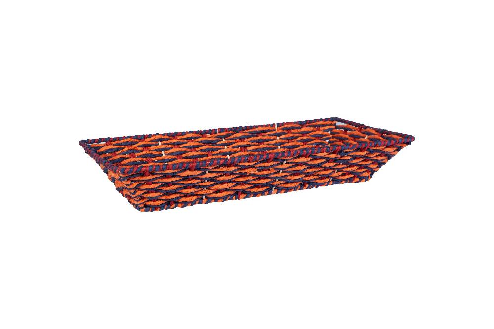 Novità Home Cestino rettangolare intrecciato strisce - blue,arancione,rosso
