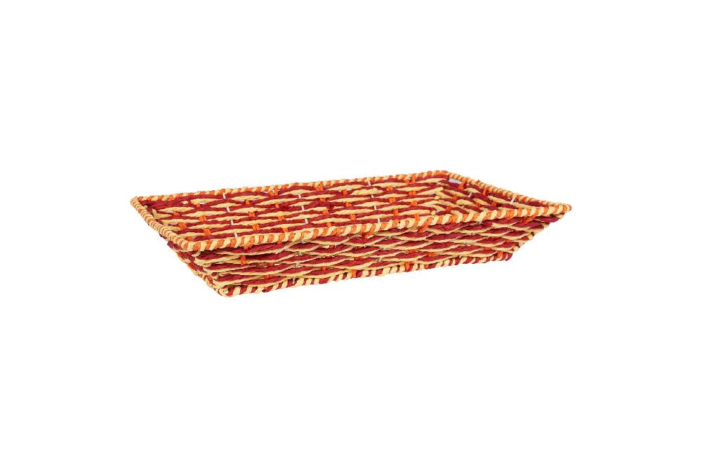 Novità Home Cestino rettangolare intrecciato - rosso, arancione, giallo