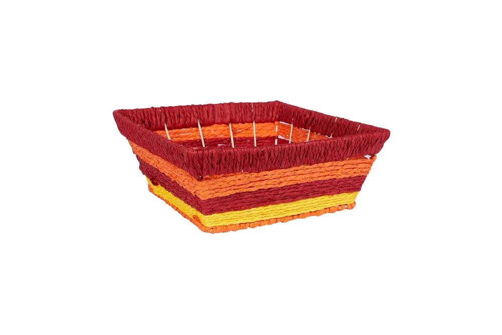 Novità Home Cestino quadrato intrecciato strisce - rosso, arancione, giallo