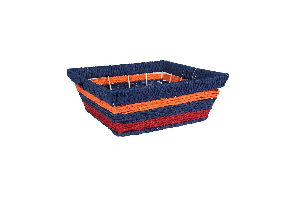 Novità Home Cestino quadrato intrecciato strisce - blue, arancione, rosso