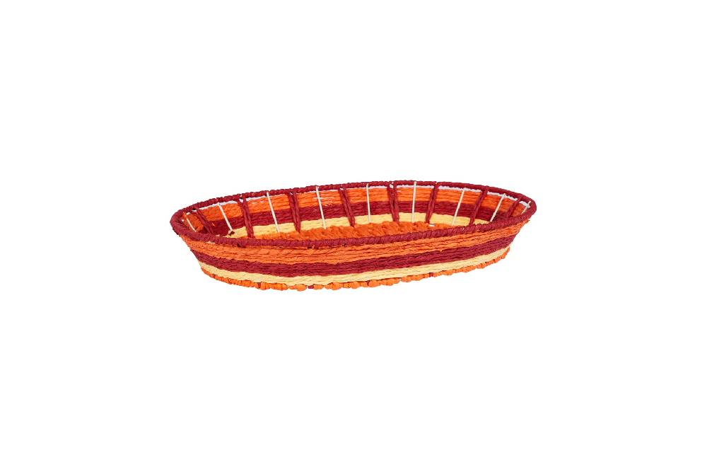 Novità Home Cestino ovale intrecciato strisce - rosso, arancione, giallo