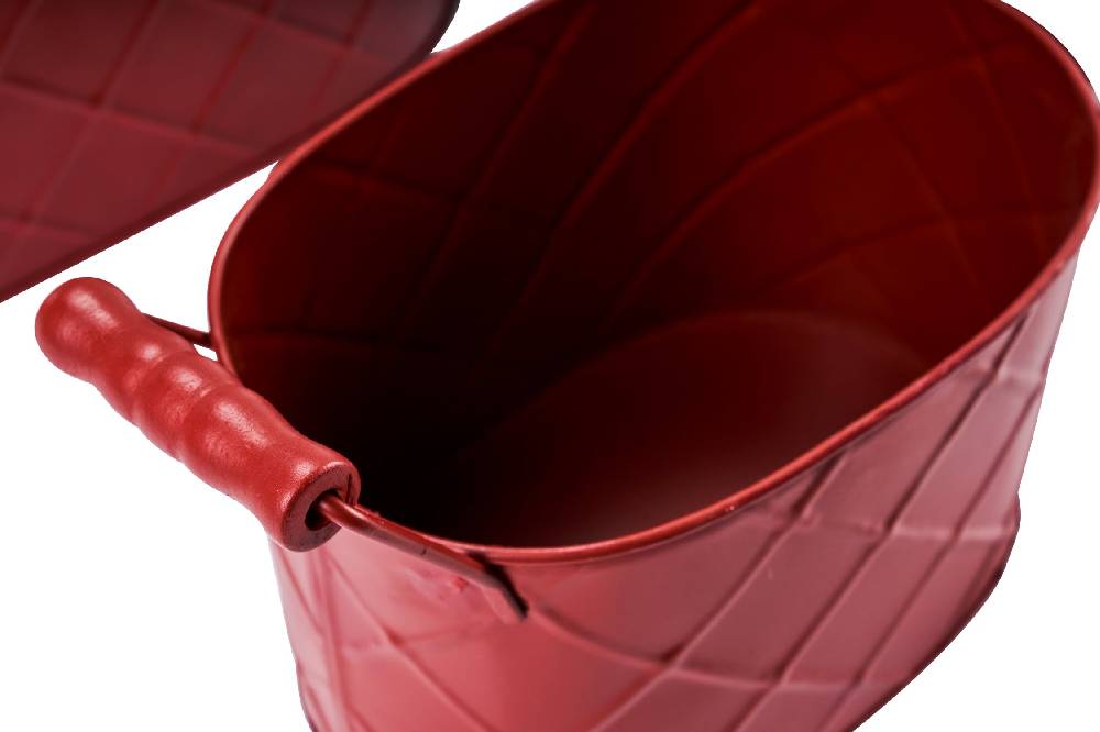 Novità Home Cache pot - ovali rosso anticato set1/3rilievi 2 manici in legno In Saldo