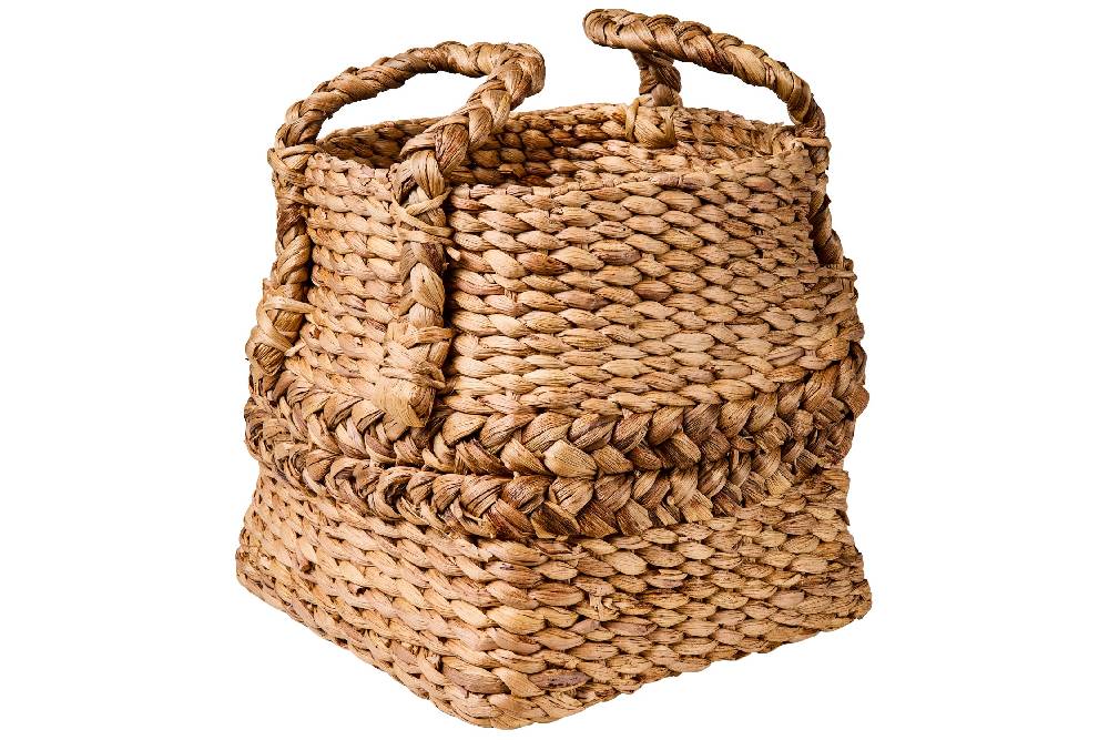 Novità Home Weaves - Cesta Con Manici Base Quadrata Bordo Treccia Sottocosto
