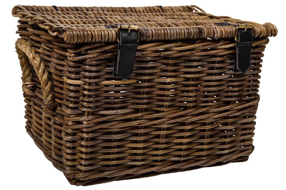 Novità Home Panier - Cesta Bauletto Con Lacci In Pelle Italy