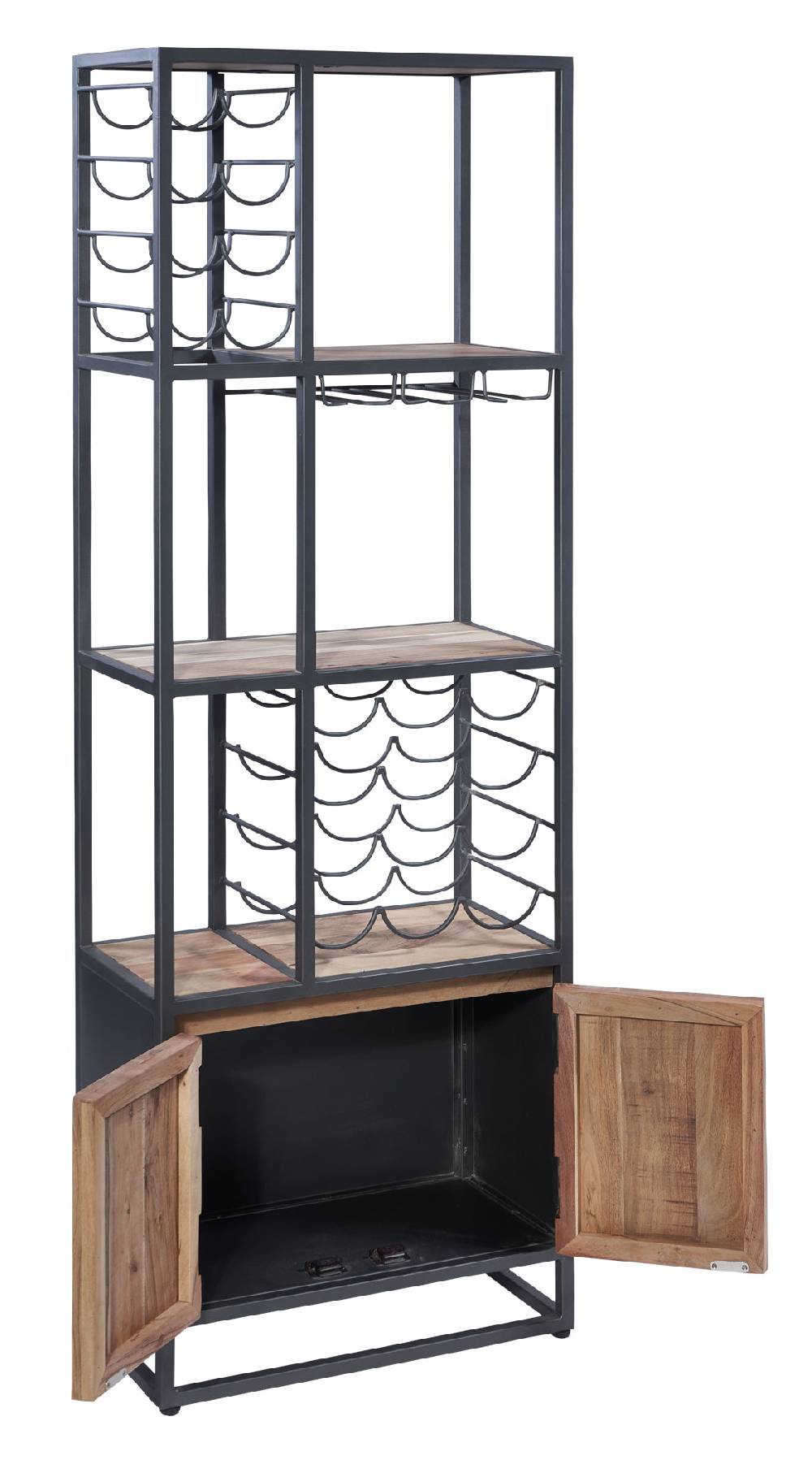 Novità Home Credenza portabottiglie con 2 sportelli in legno e metallo Nuovo