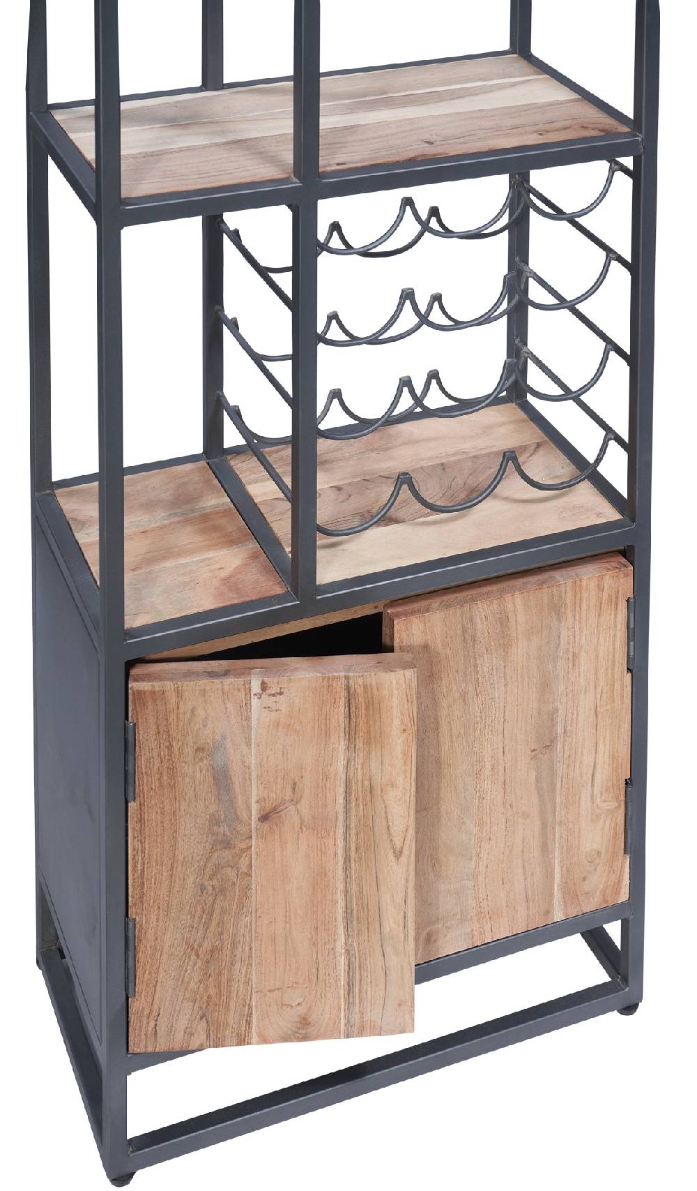 Novità Home Credenza portabottiglie con 2 sportelli in legno e metallo Nuovo